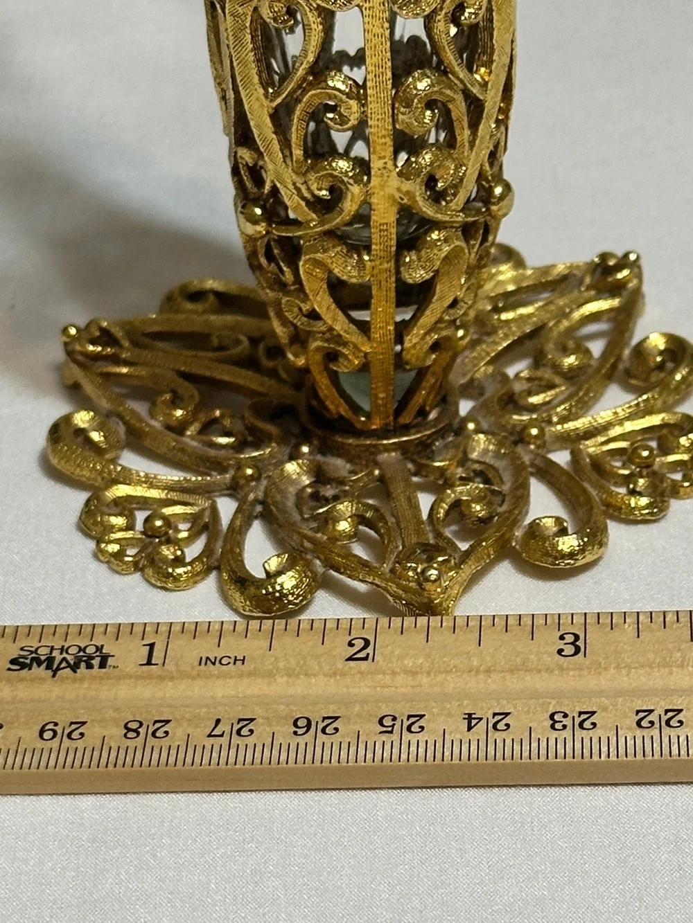Ornate Gold Filigree Clear Glass Bud Vase